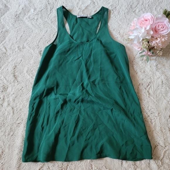 T Alexander Wang 100% Silk Spring Green Sleeveless Semi Transparent Blouse Sz XS - Picture 1 of 13